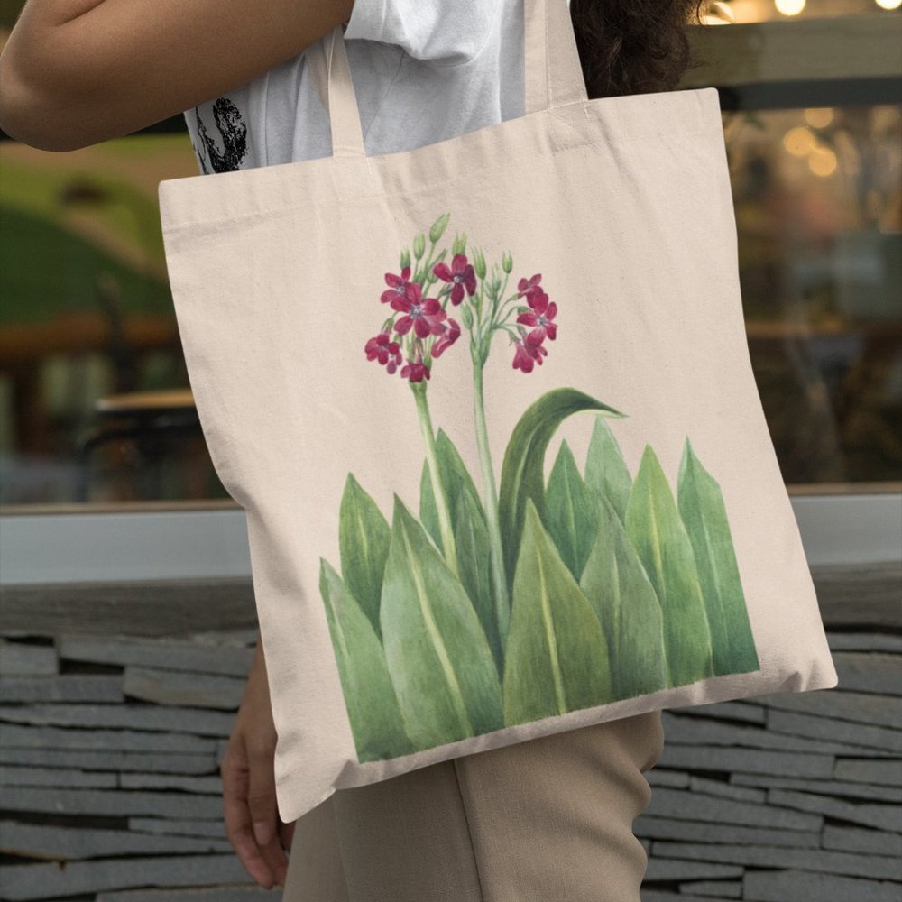 Parry's Primrose Vintage Watercolor Floral Print Graphic Canvas Tote Bag